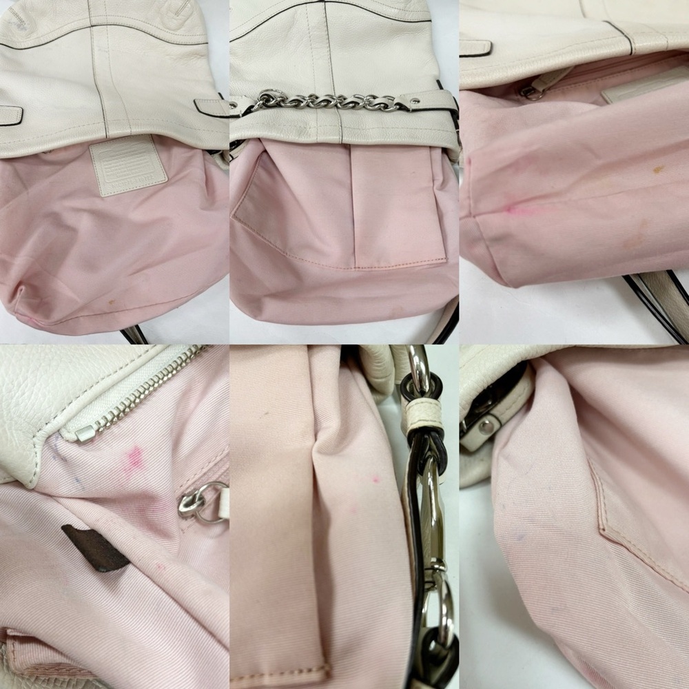 Coach Ivory White Leather Bag with Silver Hardware Style F19722 - Picture 12 of 16